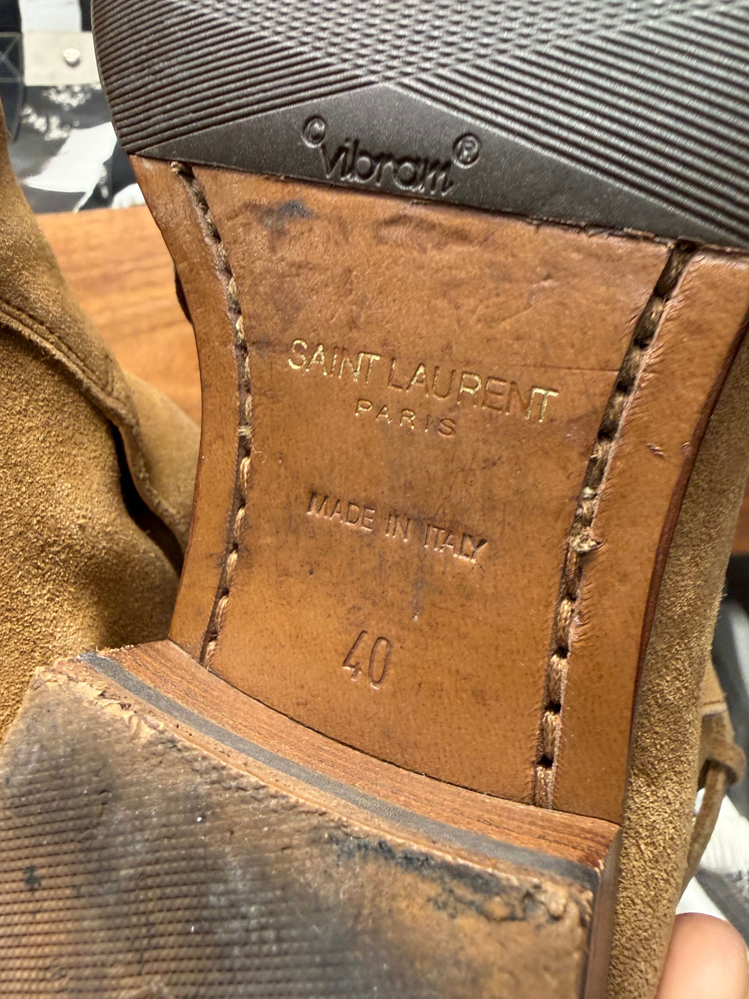 Saint Laurent Paris Saint Laurent ‘Jodhpur’ Brown Suede Harness Pointed Toe Ankle Boots Size US 7 / EU 40 - 6 Thumbnail