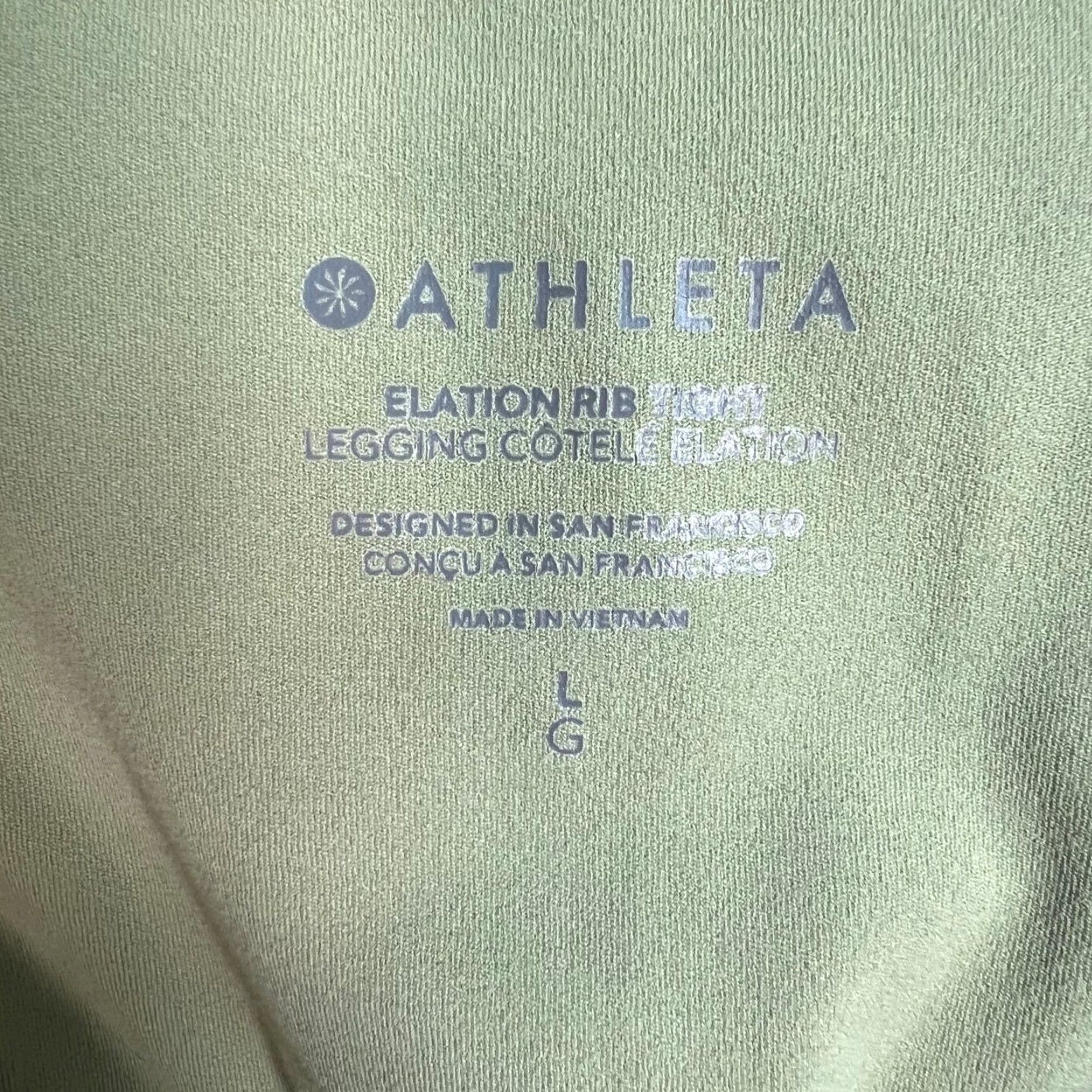 Athleta VINTAGE Athleta Elation Rib Leggings Womens Large Light Green High-Waisted Yoga Size 36" / US 14 / IT 50 - 3 Thumbnail
