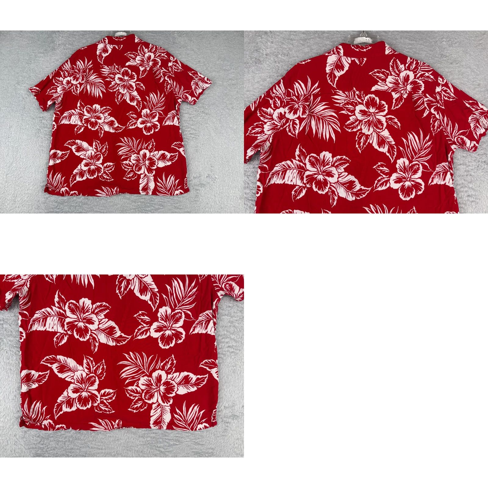 George George Shirt Adult Large Red White Floral Palm Button Up Hawaiian 100% Rayon Size US L / EU 52-54 / 3 - 9 Thumbnail