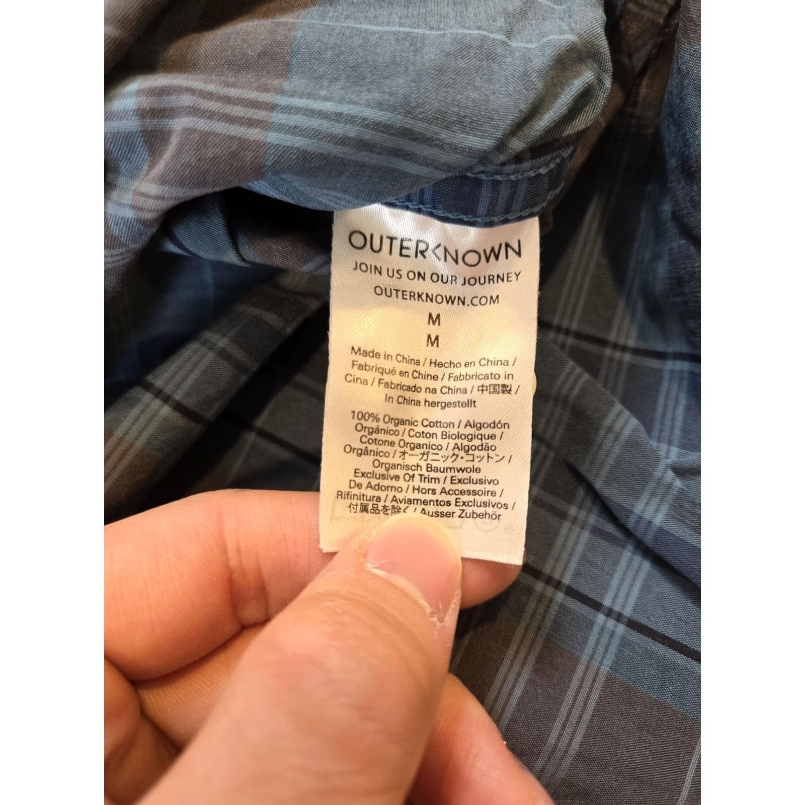 Outerknown Outerknown Shirt Mens M Blue Plaid Organic Cotton Button Front Casual Size US M / EU 48-50 / 2 - 4 Thumbnail