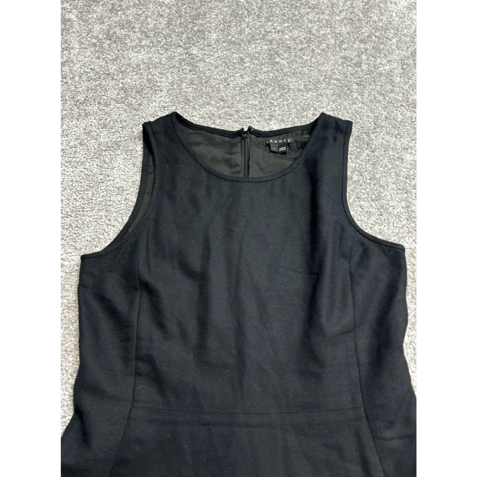 Theory Theory Tillora Dress Women 4 Black Virgin Wool Sleeveless Back Zip Fit And Flare Size S / US 4 / IT 40 - 3 Thumbnail