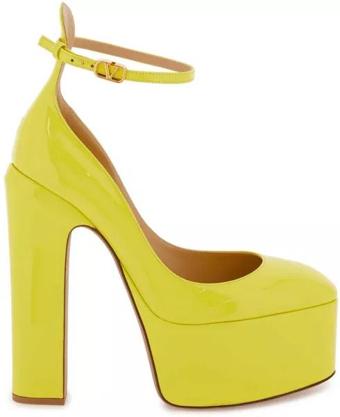 Valentino o1s22i1n0924 Tan-Go Patent Leather Platform Pumps in Yellow Size US 9 / IT 39 - 1 Thumbnail