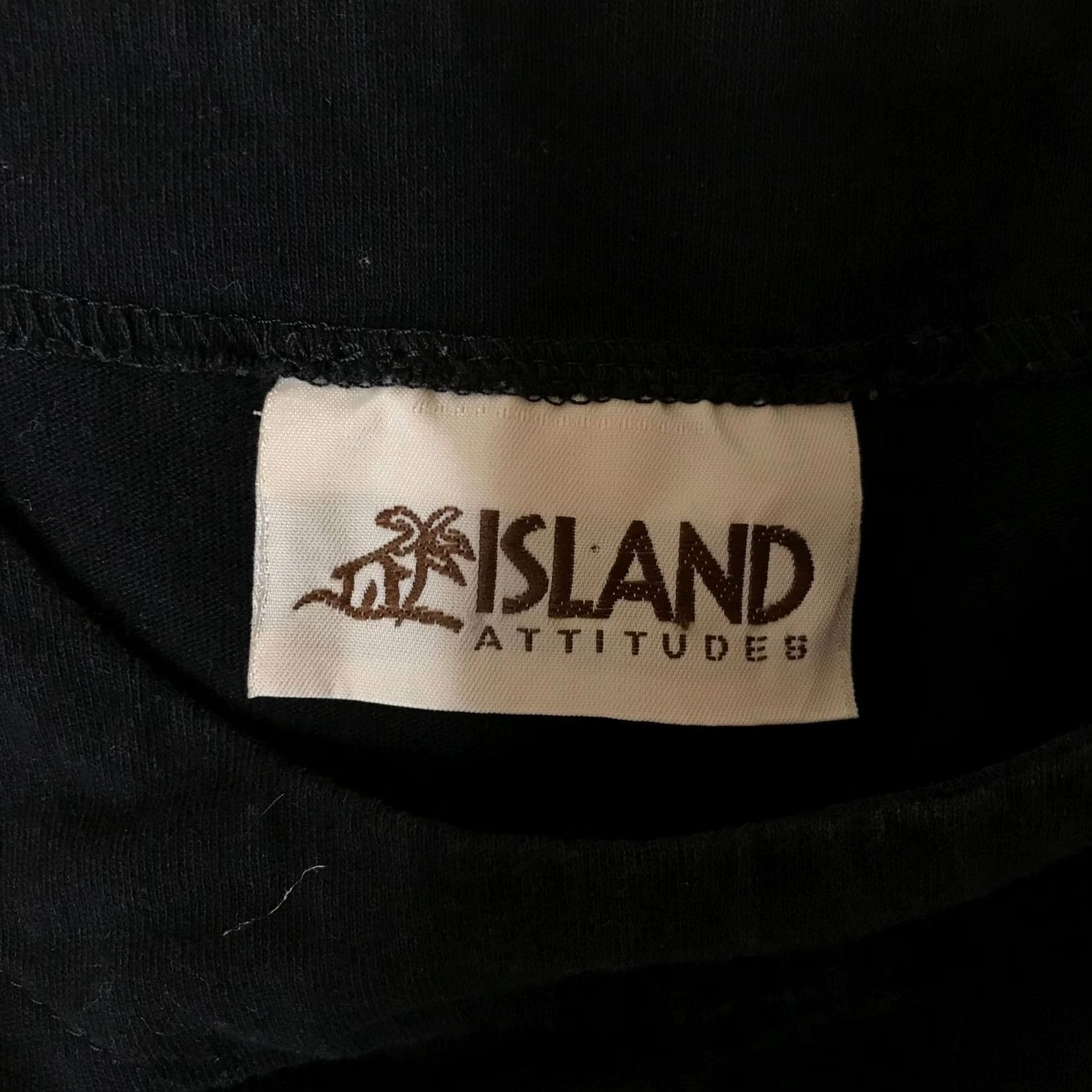 Vintage ISLAND ATTITUDES ROUND NECK DRESS WOMEN'S M/L BLACK FLORAL SHORT SLEEVE Size 32" / US 10 / IT 46 - 7 Thumbnail