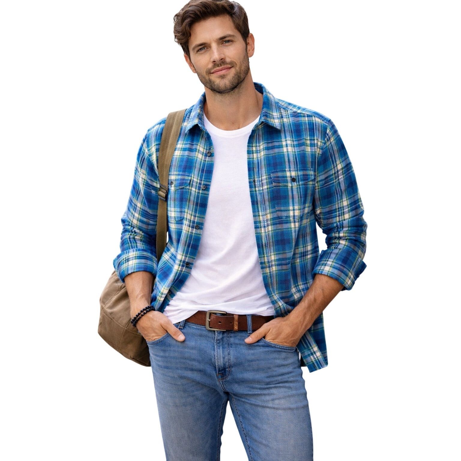 Outerknown Outerknown Blue Plaid Organic Cotton Flannel Shirt, Size L Size US L / EU 52-54 / 3 - 1 Thumbnail