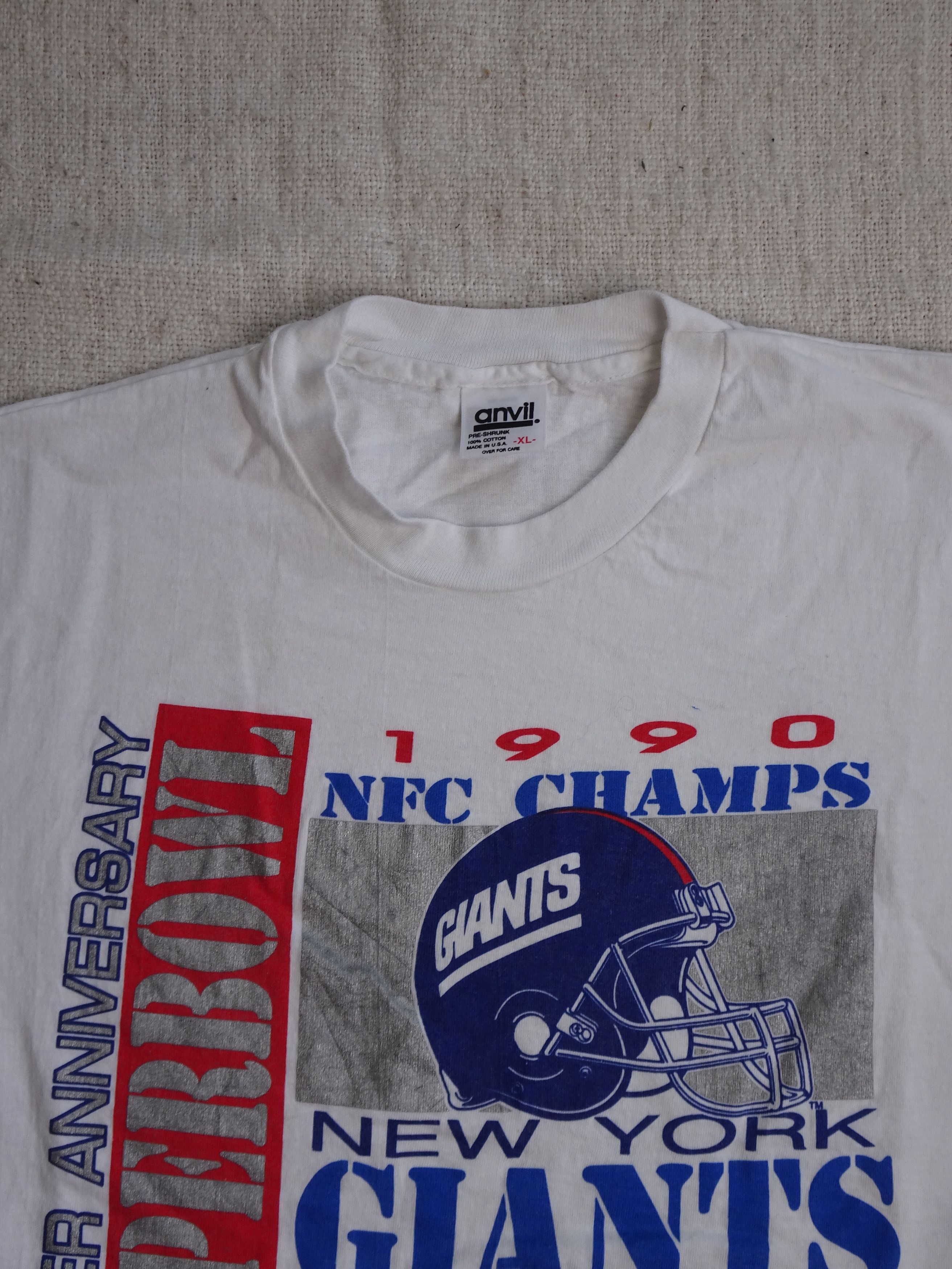 Anvil Vtg 90s Single Stitch Super Bowl XXV Giants Graphic Tee Size US XL / EU 56 / 4 - 3 Thumbnail