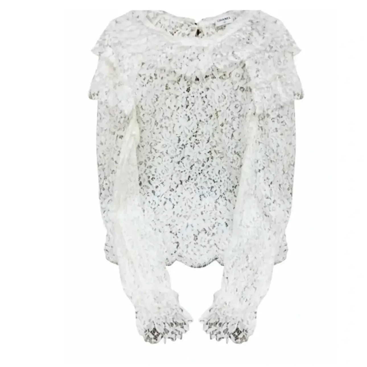 Chanel Chanel White Floral Lace Blouse Sz/36 Size XS / US 0-2 / IT 36-38 - 5 Thumbnail