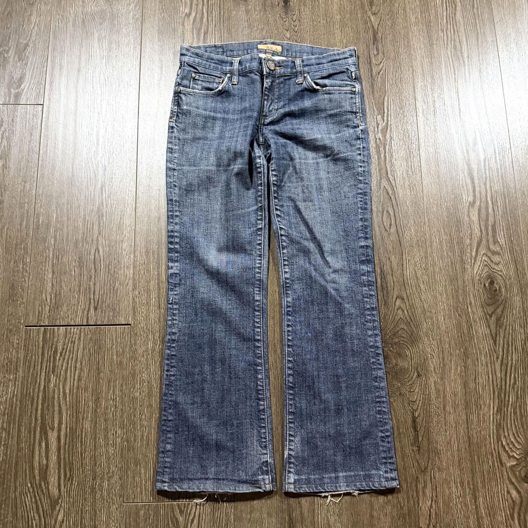Vintage See Thru Soul Jeans Bootcut Womens 27 Medium Wash Blue Denim Distressed Pockets Embroidered Logo 5-Pocket Size 27" / US 4 / IT 40 - 5 Thumbnail