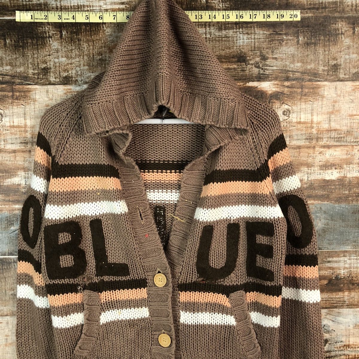 Japanese Brand Blue Moon Blue Brown Cardigan Hoodie Knitwear #A1814 Size US S / EU 44-46 / 1 - 5 Thumbnail