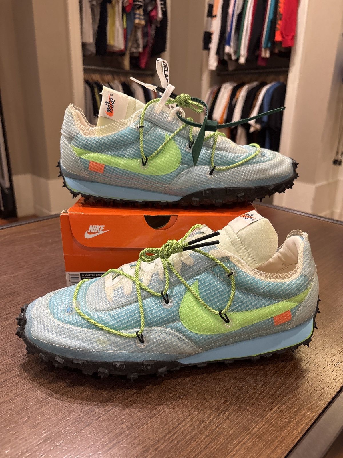 Nike Waffle Racer Off-White Vivid Sky (Women's)