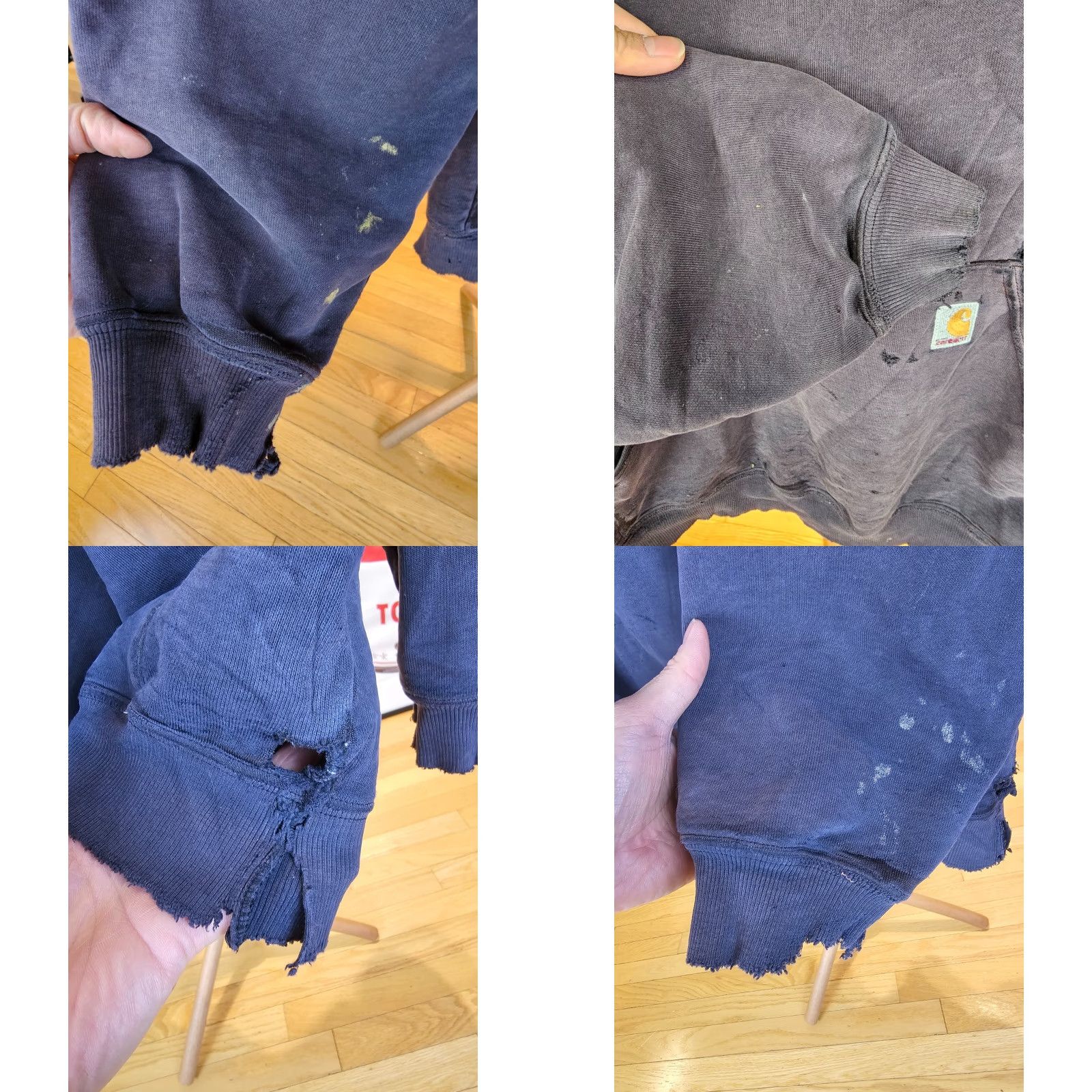 Carhartt VINTAGE Carhartt Hoodie XL Black Distressed Worn Cross Chest 27 INCH Cross Shoulder 23 INCH Men Pullover See Detail Size US XL / EU 56 / 4 - 9 Thumbnail