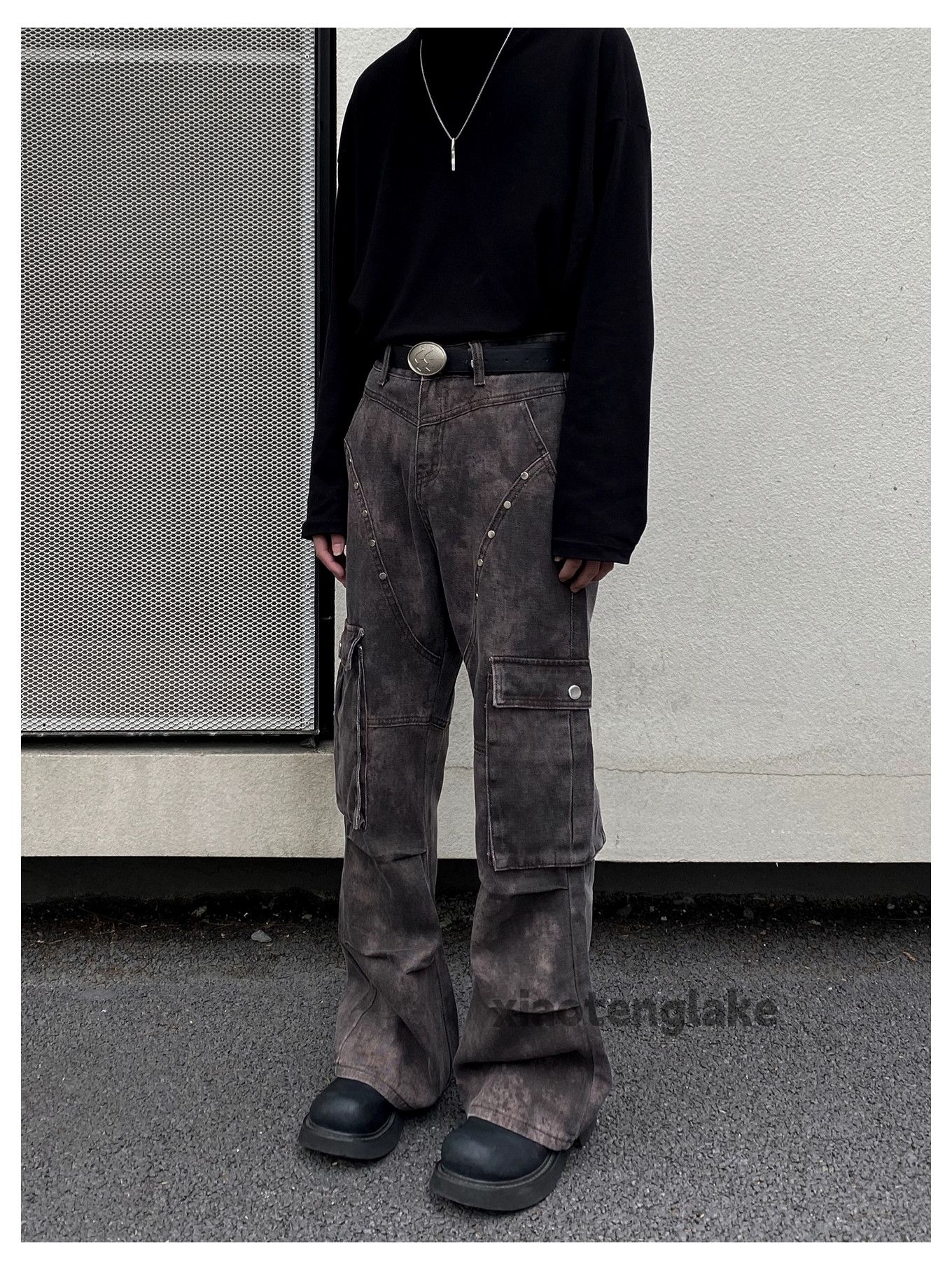 Jean × Vintage washed faded utility patchwork flared tie dye pants Size US 32 / EU 48 - 4 Thumbnail