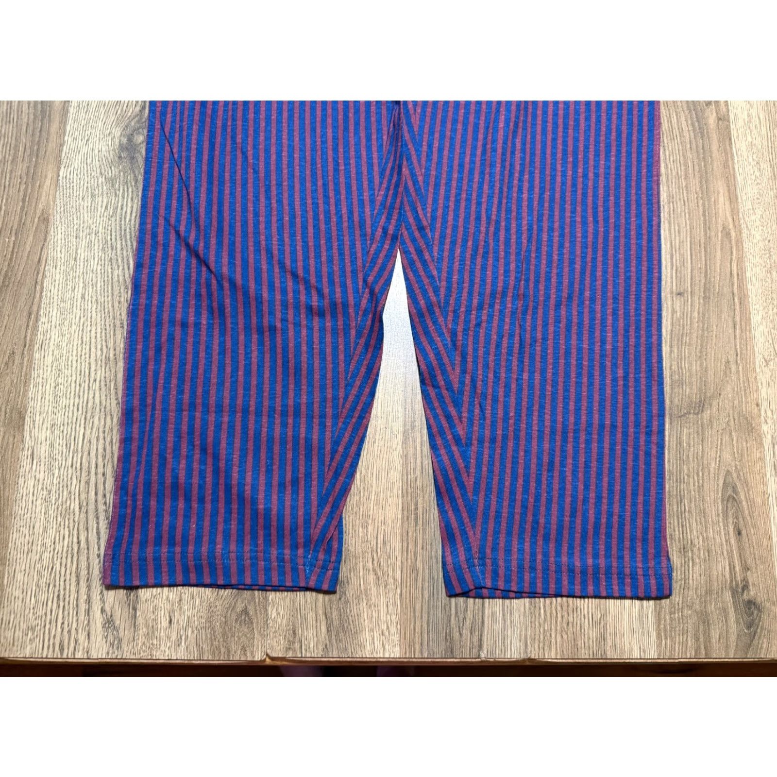 Vintage Sleephero Pants Men's Medium Blue Red Sleepwear Tie Waist Striped Pull On Pajama Pants Size US 31 - 3 Thumbnail