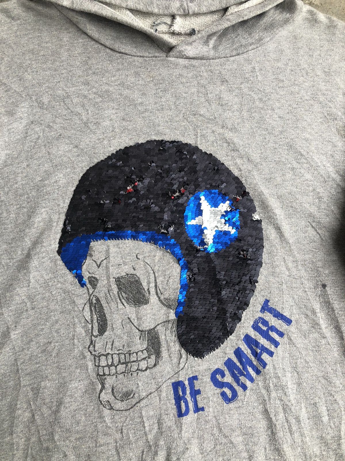 If Six Was Nine × Japanese Brand × Vintage Vintage Skull Wearing American Helmet Sequins Hoodie Size US M / EU 48-50 / 2 - 5 Thumbnail