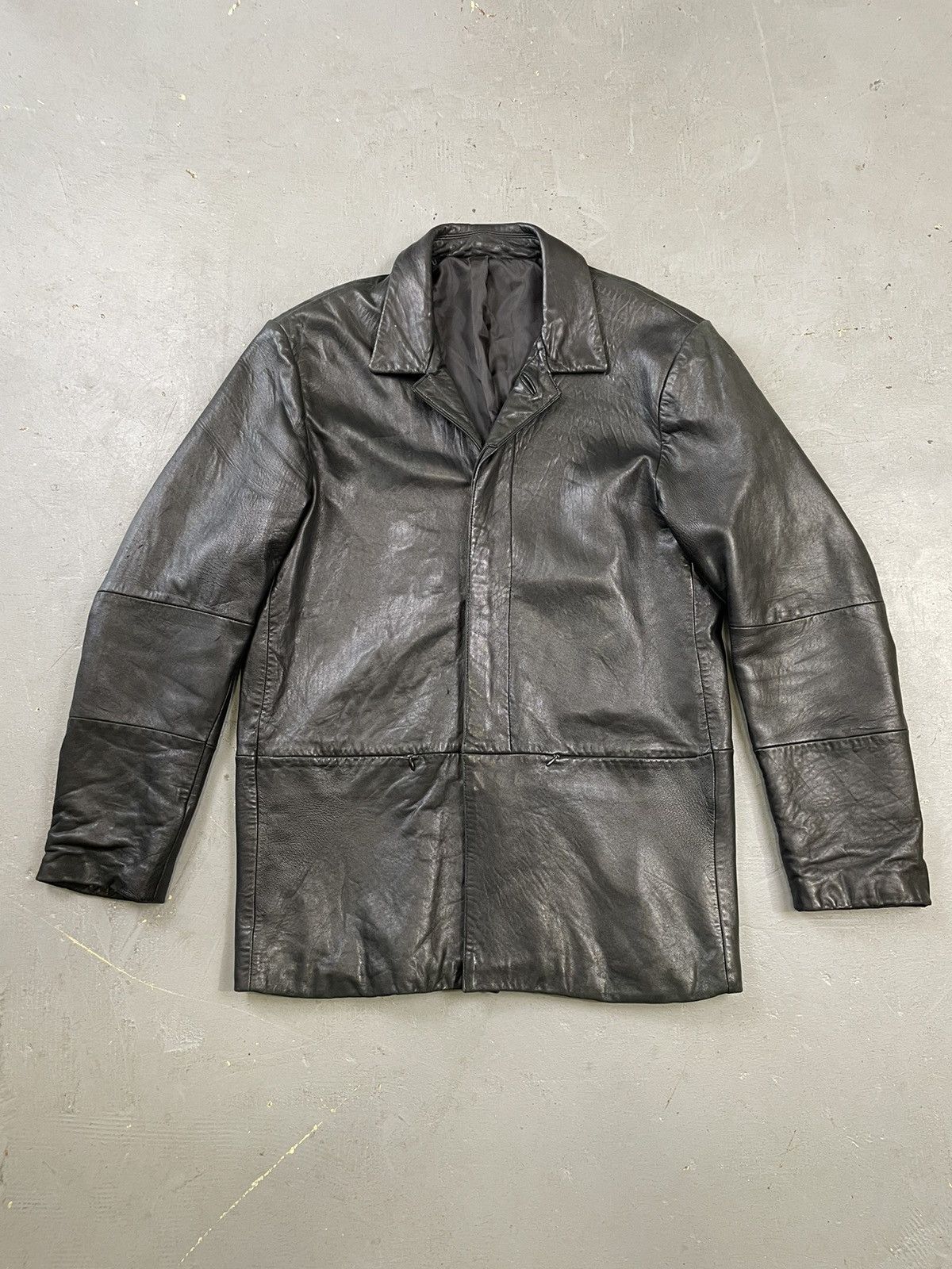 Vintage 90s Black Leather Longline Jacket