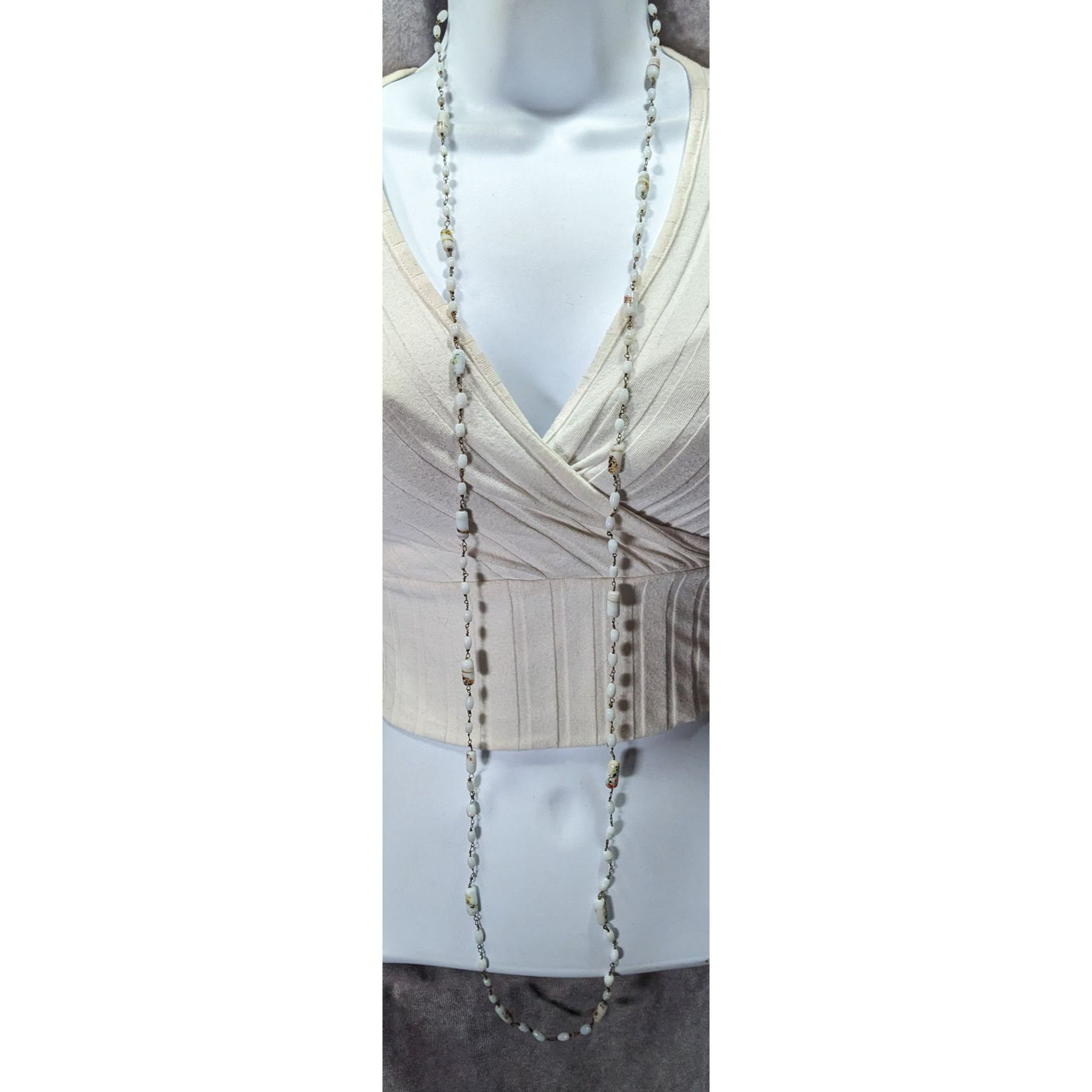 Other Vintage Handmade Mottled Rainbow Milk Glass Beaded Necklace Size ONE SIZE - 5 Thumbnail