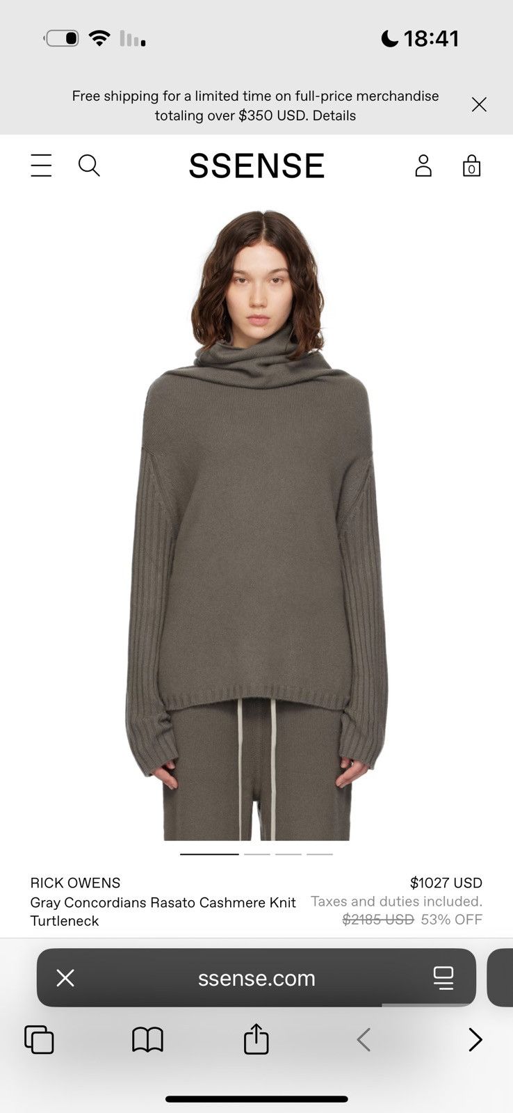 Rick Owens Rick owens gray concordians rasat cashmere knit Size M / US 6-8 / IT 42-44 - 1 Thumbnail