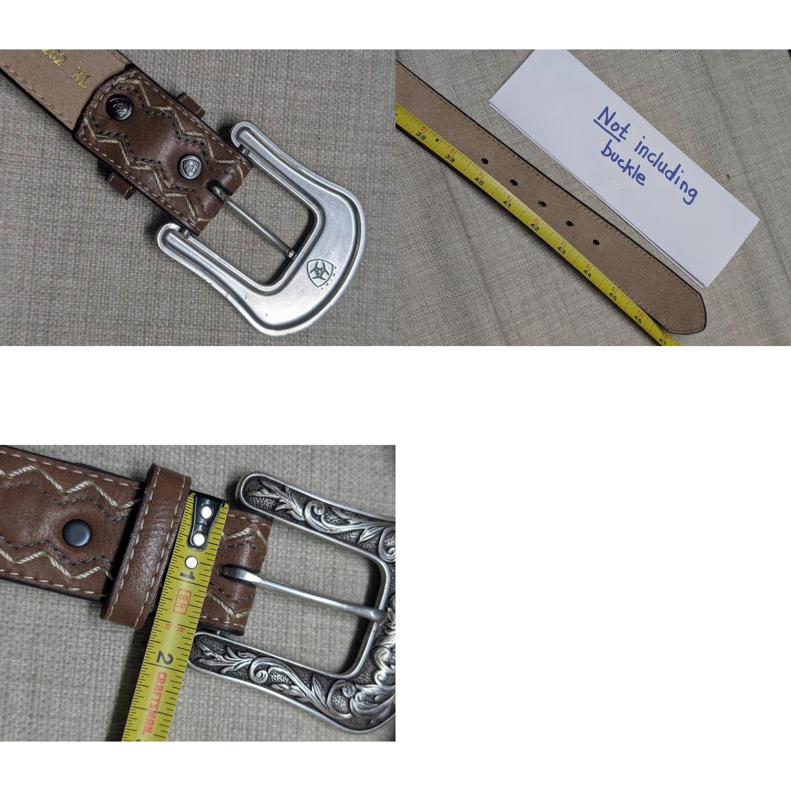 Ariat VINTAGE Ariat belt Western belt 42 brown Diamond tooled cutout belt western style with buckle snaps Mens 42 Brown ARIAT belt WOMENS? Size 42 - 8 Thumbnail