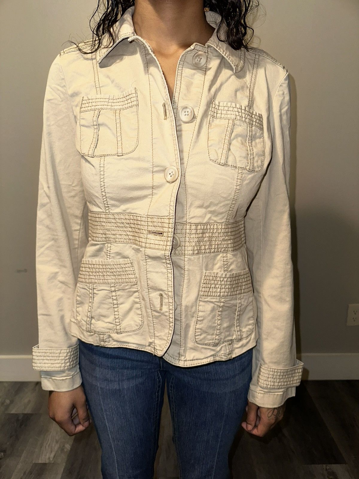 Loft Button-up Military Cargo Utility Blazer Jacket by LOFT Size M / US 6-8 / IT 42-44 - 1 Thumbnail