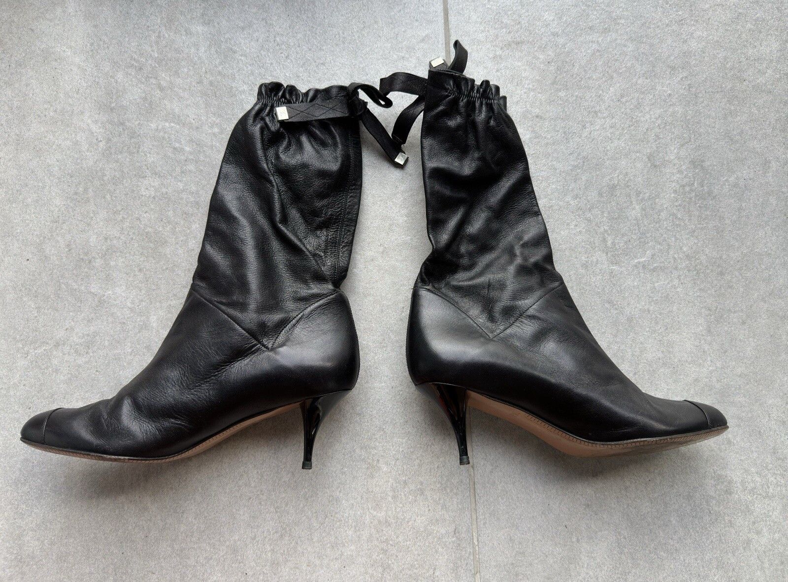 Chanel Chanel Vintage Leather Mid Calf Kitten Heel Boots 2000`s Size US 8 / IT 38 - 4 Thumbnail