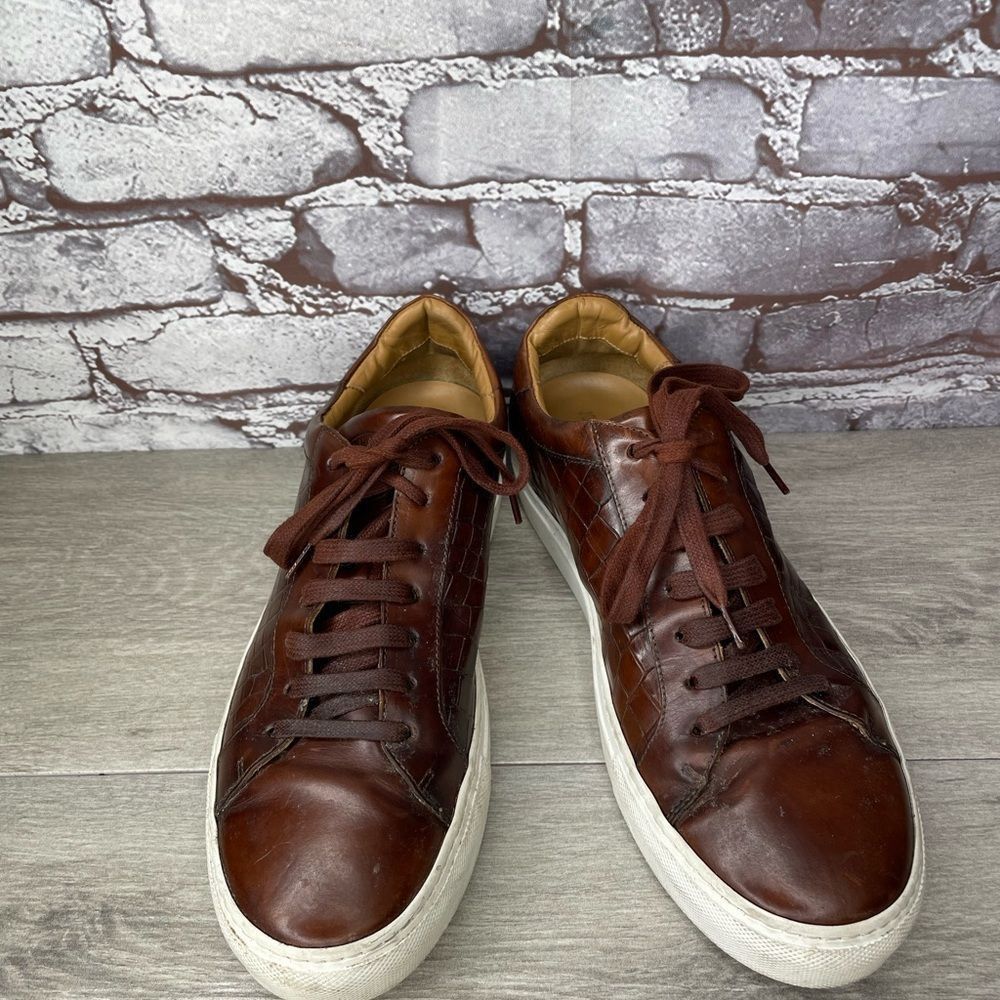 Johnston & Murphy Johnston & Murphy Jake Brown Leather Croc Embossed Lace Up L Size US 9 / EU 42 - 15 Thumbnail