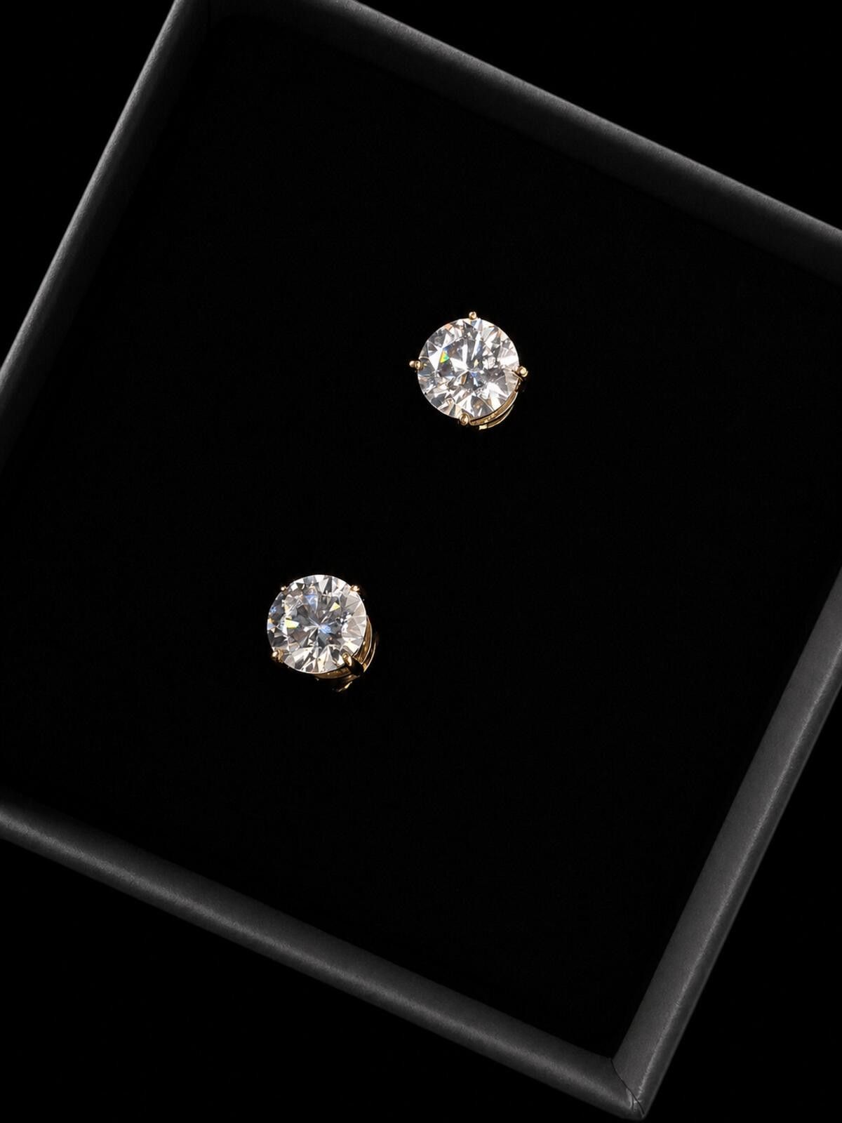 Other Classic Moissanite Stud Earrings 18ct gold overlay Size ONE SIZE - 5 Thumbnail
