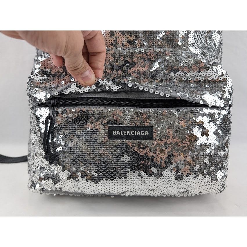 Balenciaga o1rshd1 Size: OS/Sequin Embroidered Nylon EX Backpack Silver Size ONE SIZE - 6 Thumbnail