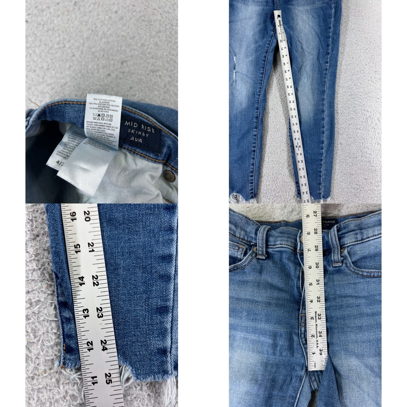 Vintage Lucky Pants Ava Jeans 4 Blue Denim Ankle Mid Rise Crop 24x25 Cotton Blend 5-Pocket Womens Regular Size 27" / US 4 / IT 40 - 8 Thumbnail