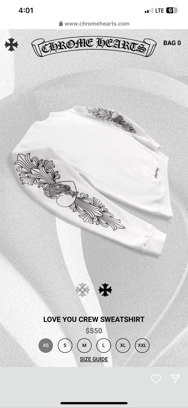Chrome Hearts Chrome Hearts Love You Sweatshirt Crew Neck. Size US L / EU 52-54 / 3 - 12 Thumbnail