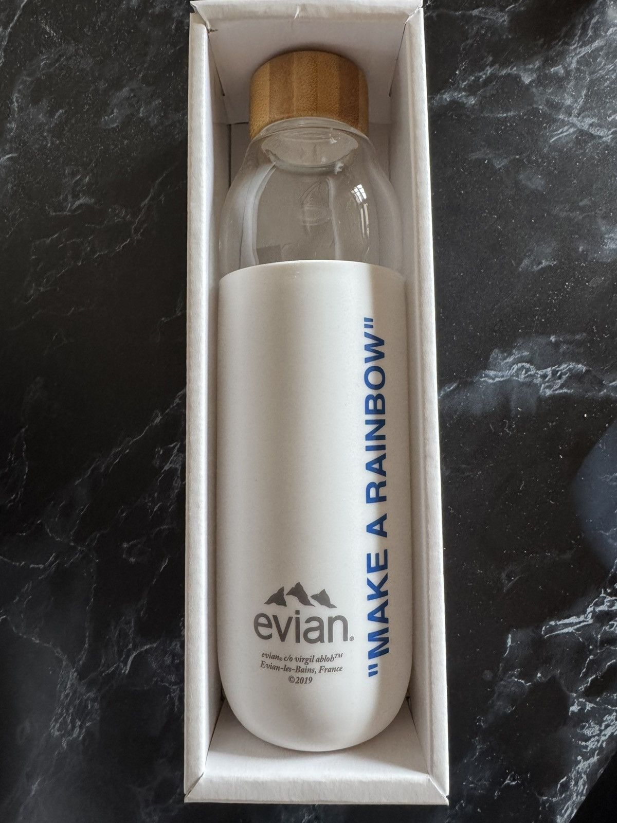 Evian by Virgil abloh x soma water bottle