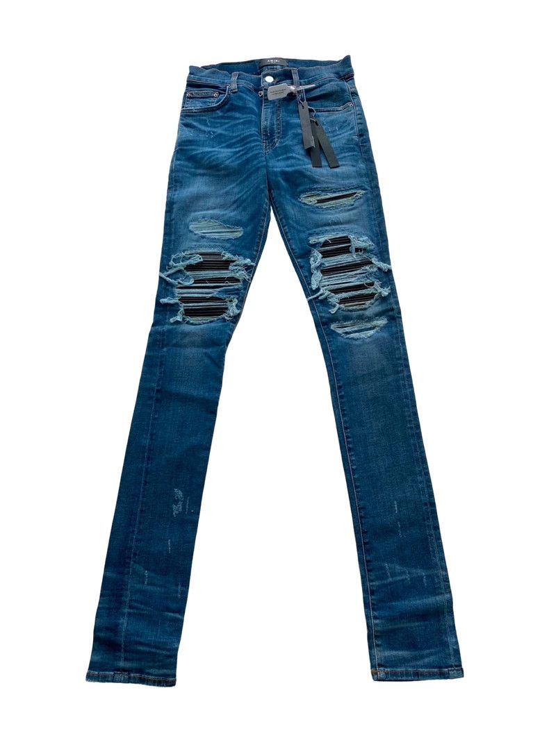 Amiri Amiri 16AW MX1 Blue Patch Leather jeans Size US 28 / EU 44 - 2 Thumbnail