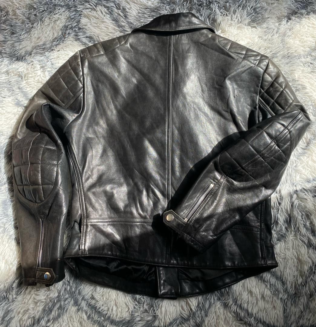 Genuine Leather DOUBLE COLLAR MOTOR ASHVILLE CYCLES LEATHER JACKET Size US M / EU 48-50 / 2 - 4 Thumbnail