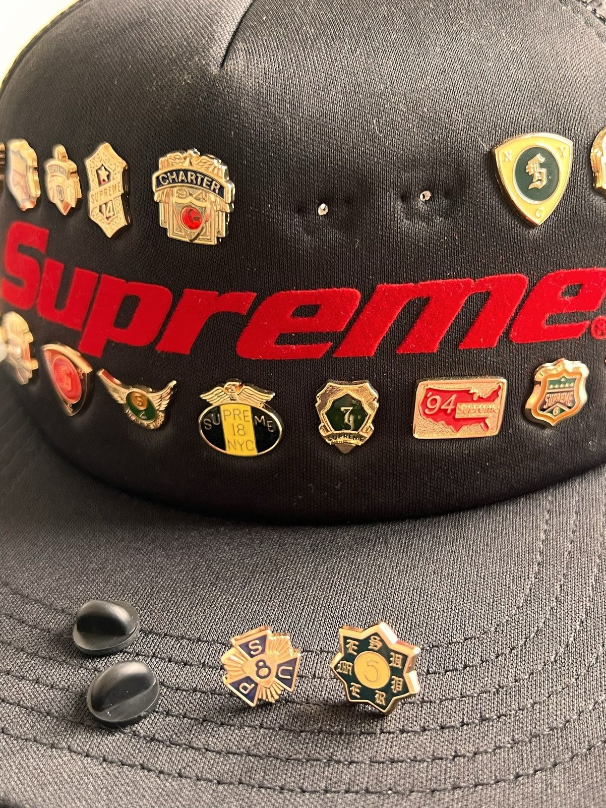 Supreme Supreme Pins Mesh Back 5 Panel Black cap hat snapback enamel Size ONE SIZE - 10 Thumbnail