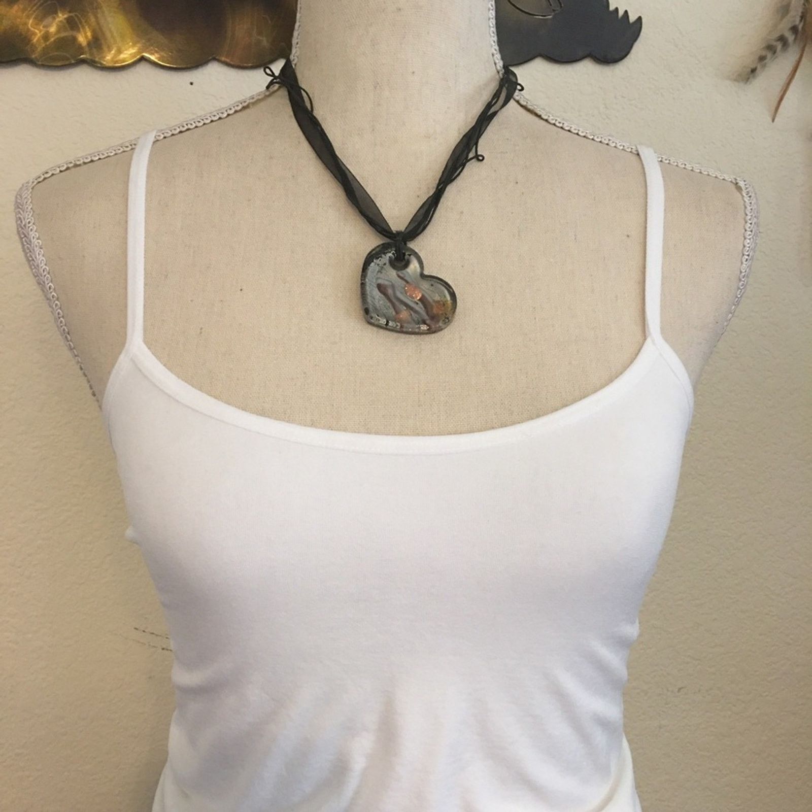 Vintage Vintage handmade heart shape glass necklace Size ONE SIZE - 3 Thumbnail