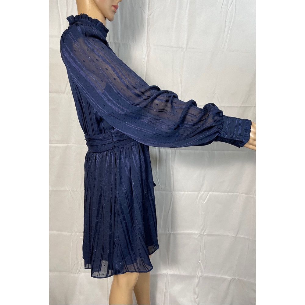 Other AQUA Mock Neck Semi Sheer Blue Dress Size M Size M / US 6-8 / IT 42-44 - 3 Thumbnail