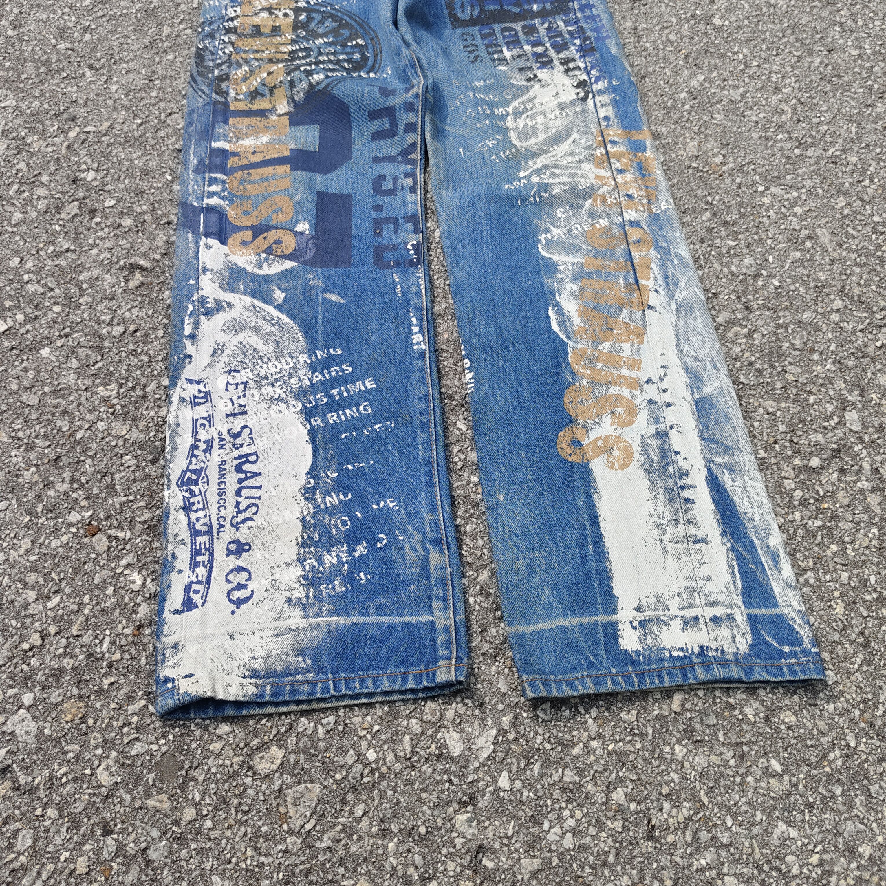 Levi's RARE 90s Levi's 501 Painted Logo Art Graffiti Limited Jean Size US 29 - 7 Thumbnail