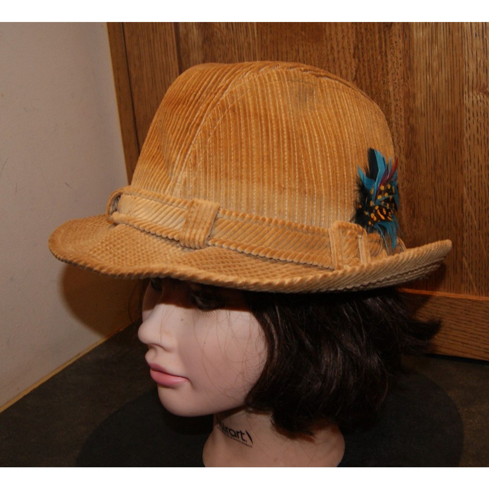 Vintage VTG Dobbs Fifth Avenue Hat Tan Corduroy Feather Fedora Men 7 Size ONE SIZE - 1 Thumbnail