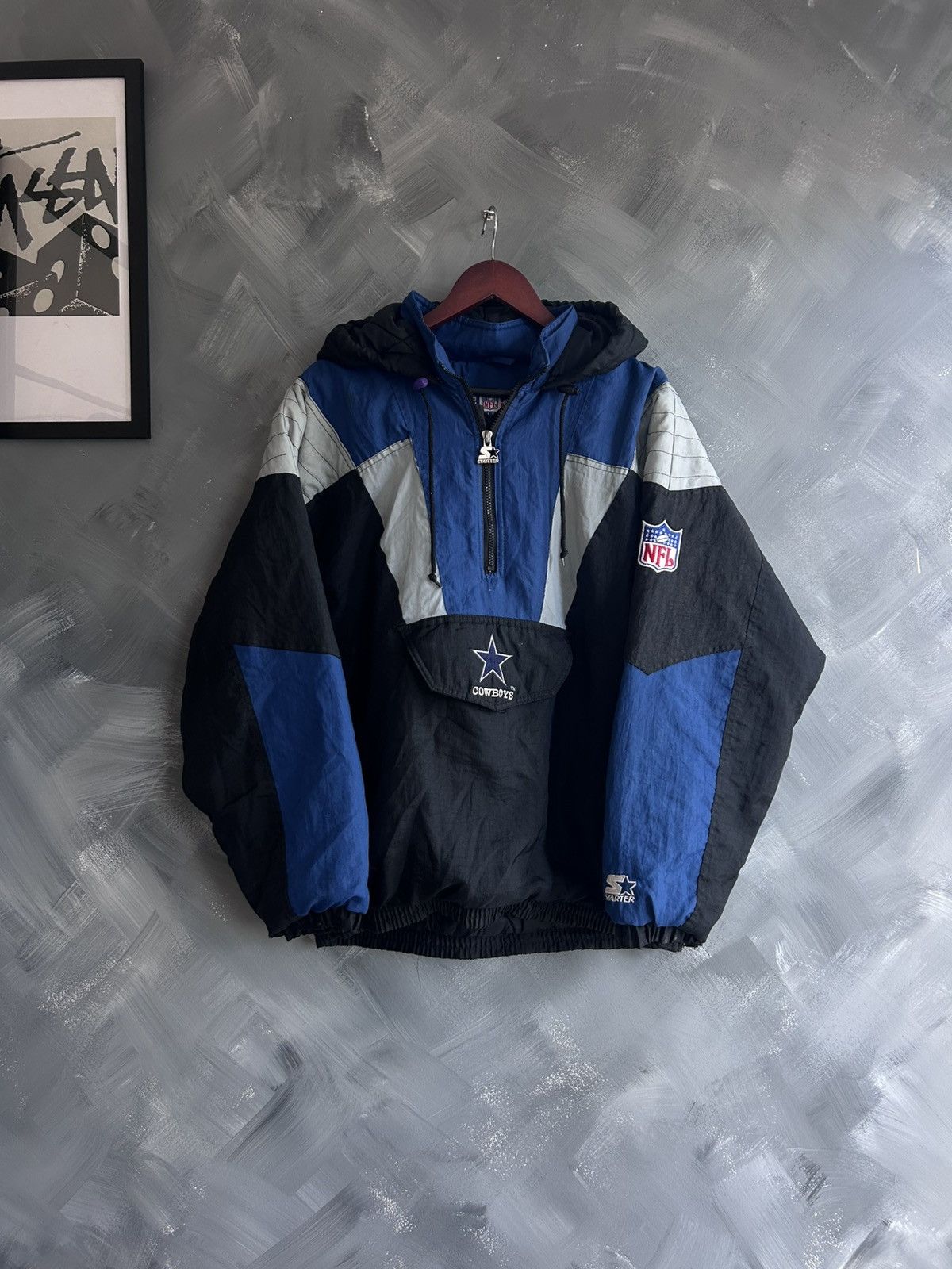 Starter Vintage 90s Cowboys Starter Pro Line Anorak Jacket Size US XL / EU 56 / 4 - 1 Thumbnail