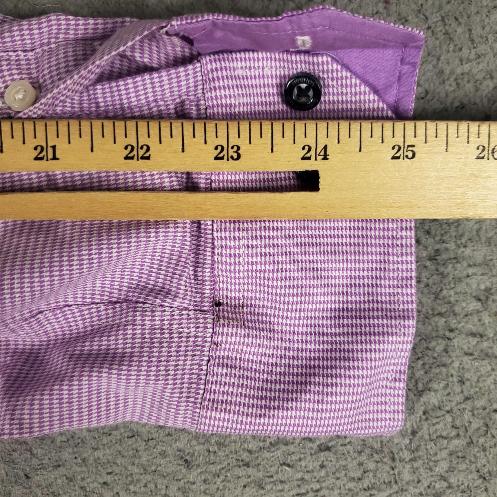 Vintage Duchamp London Dress Shirt Mens XL Slim Fit Purple Check Cotton Formal Button Up Collar Size 46R - 6 Thumbnail