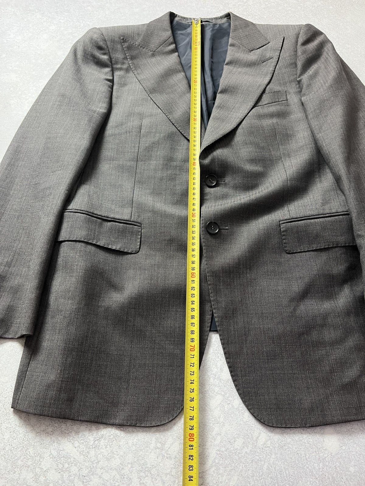 Gucci GUCCI Grey Wool Suit Jacket Peak Lapel 2 Button Blazer Size 38R - 8 Thumbnail