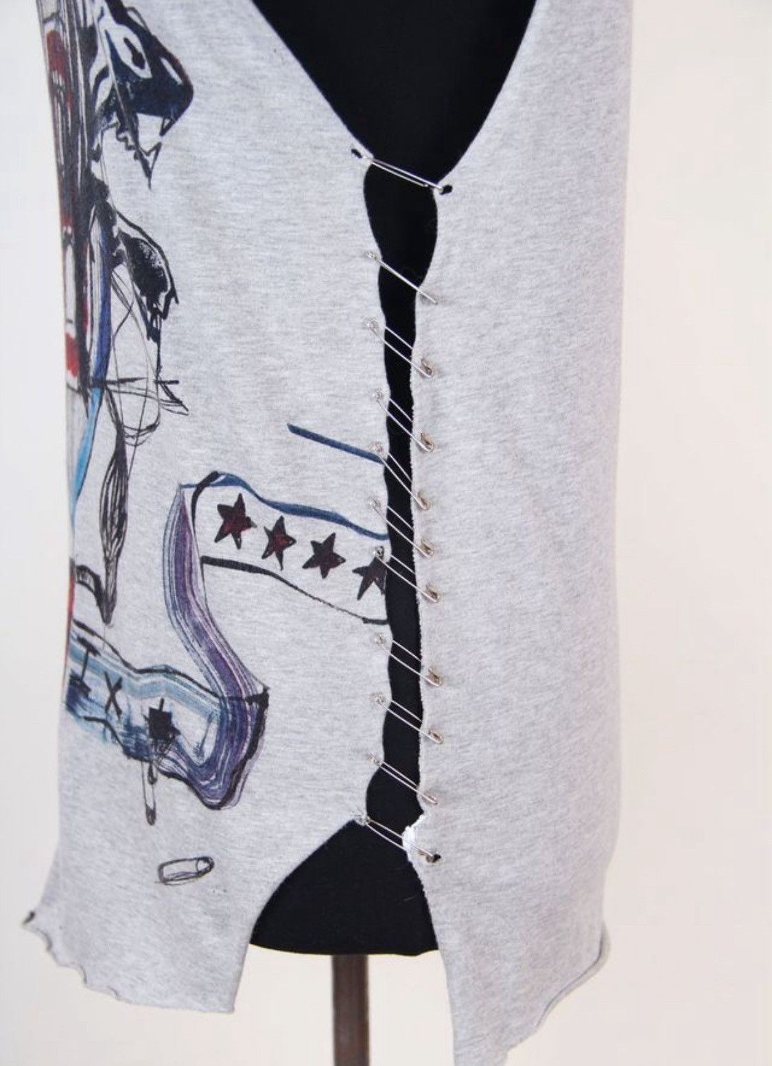 Balmain Balmain SS2011 Decarnin Punk Graffiti Silver Pin Ripped Top Size S / US 4 / IT 40 - 3 Thumbnail