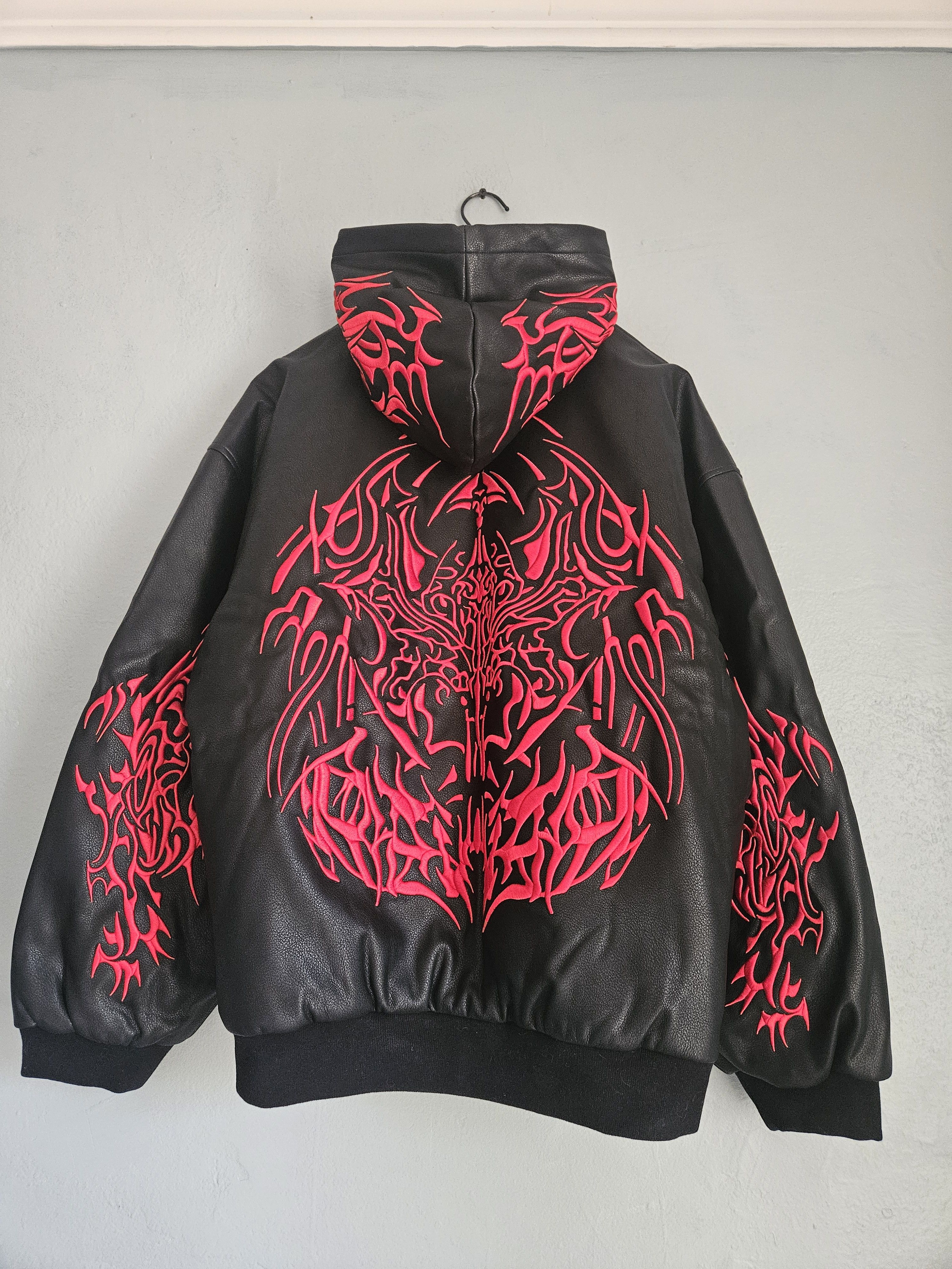 Revenge Revenge Embroidered Gothic Tribal Leather Bomber Jacket Size US XL / EU 56 / 4 - 8 Thumbnail