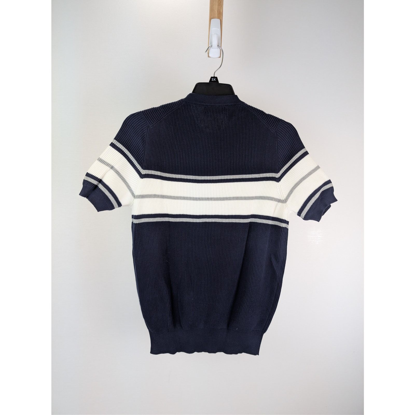 Brunello Cucinelli o1rshd1 CC20 Short-Sleeve Striped Crewneck Sweater navy blue Size US M / EU 48-50 / 2 - 14 Thumbnail