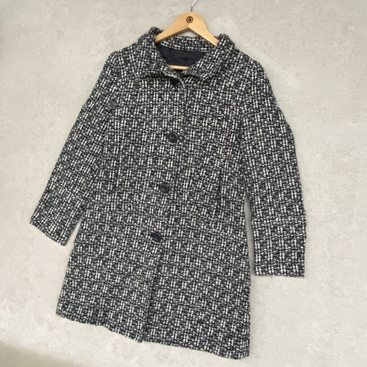Other Vintage Black And White Tweetd Coat With Collar And Button Size L / US 10 / IT 46 - 2 Thumbnail