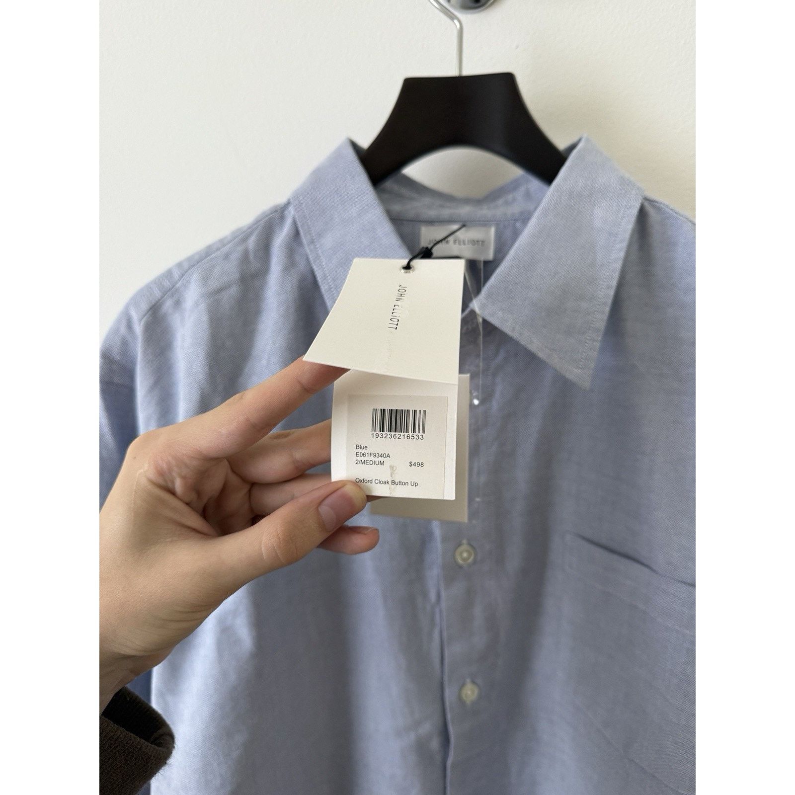 John Elliott NEW Blue Oxford Cloak Button Up Size US M / EU 48-50 / 2 - 8 Thumbnail