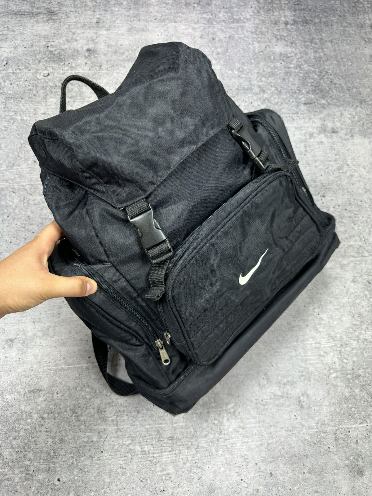 Nike × Vintage Vintage Nike 90’s Y2K Swoosh Logo Drill Archive Backpack Bag Size ONE SIZE - 12 Thumbnail