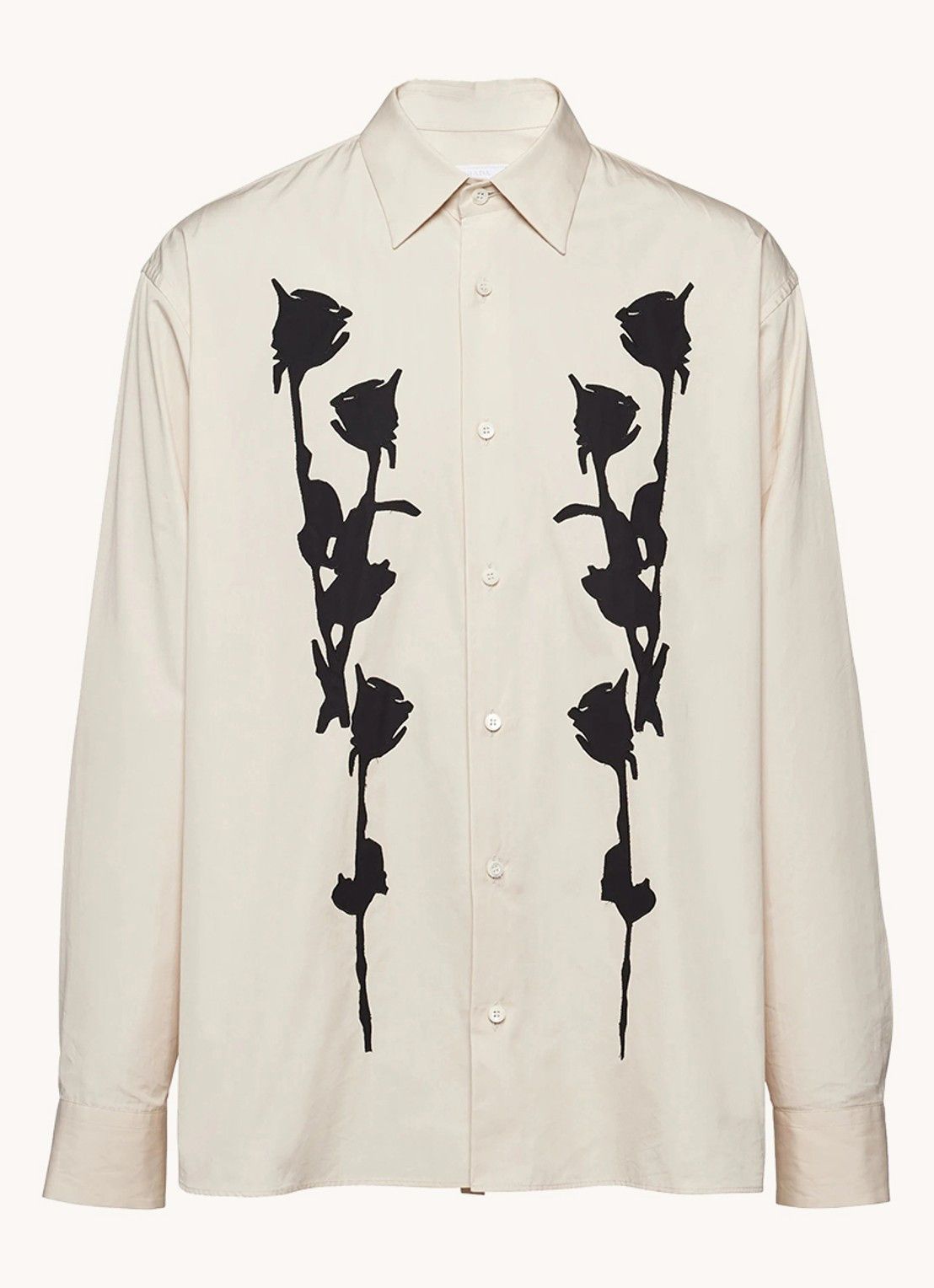 Prada o1bcso1str1025 Popeline Shirt With Print in Beige Size US S / EU 44-46 / 1 - 1 Thumbnail