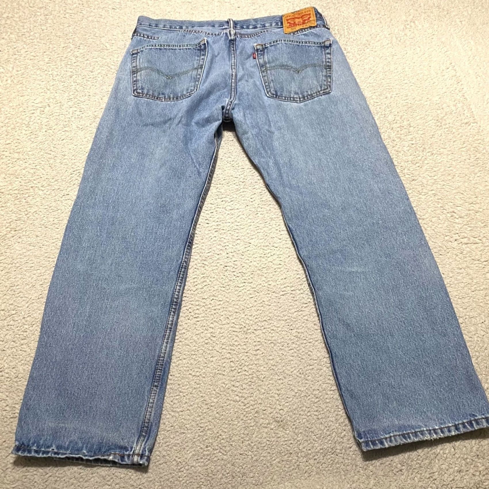 Levi's Levi's 505 Jeans Mens 36x29 Blue Denim Straight Medium Wash Regular Distressed 5-Pocket Design Cotton Denim Size US 36 / EU 52 - 2 Thumbnail
