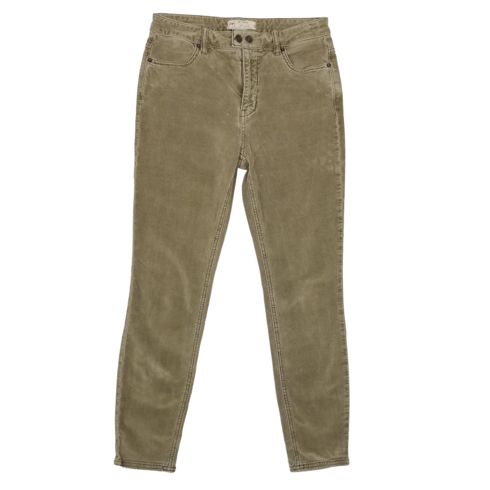 Free People Free People High Rise Slim Leg Olive Green Velvet Jeans 27 Size 27" / US 4 / IT 40 - 1 Thumbnail