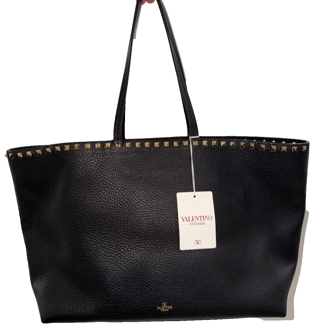 Valentino Valentino Garavani Rockstud Leather Gold Tote Shoulder Bag Size ONE SIZE - 3 Thumbnail