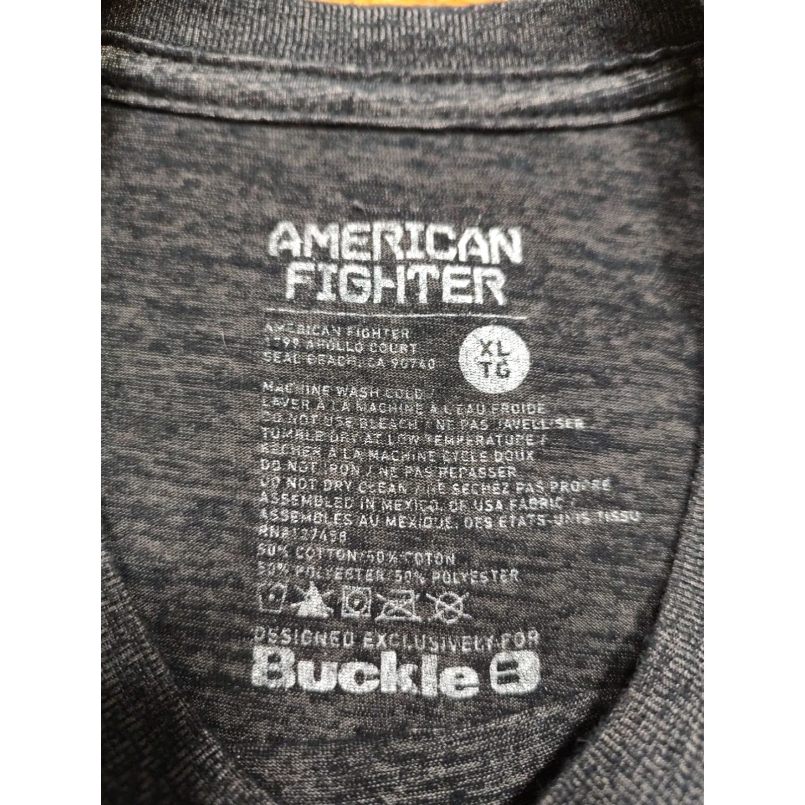 Vintage American Fighter T Shirt Mens XL Gray Logo Double-Sided Short Sleeve Crew Neck Shirt Size US XL / EU 56 / 4 - 5 Thumbnail
